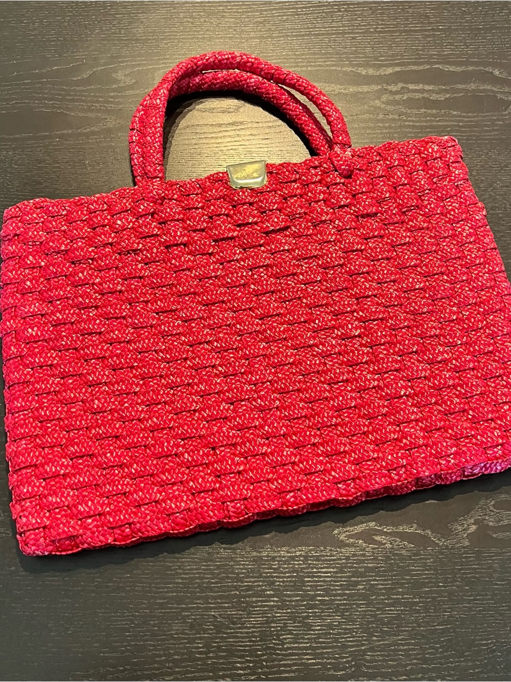 Vintage Italian Pink Woven Tote Bag